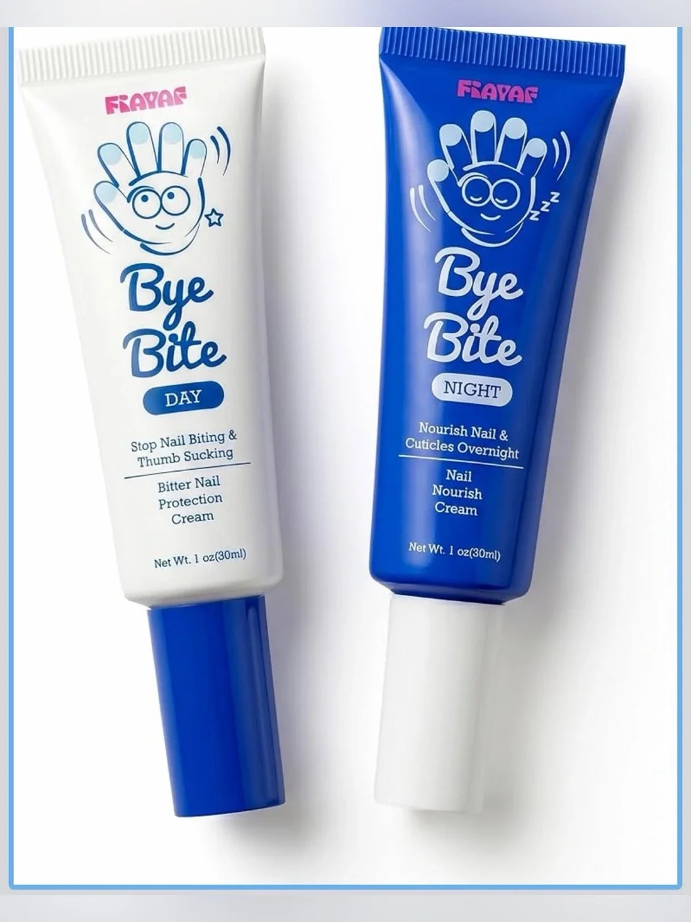 Kids Day & Night Nail Cream Set - White & Blue